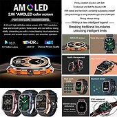 billige Smartklokker-hk56 smart sportsklokke 2,06 tommers amoled storskjerm bluetooth call ai stemme roterende krone digitale treningsklokker for kvinner