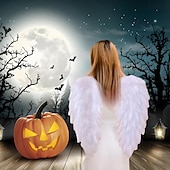 levne Halloween maska a rekvizity-kostým halloweenského peříčka s andělskými křídly – cosplay kostým pro ženy, dívky – ideální pro halloweenský cosplay, vánoční ozdoby, sváteční večírky, přehlídky na molu 60 cm/23,6 palce