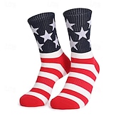 cheap Men&#039;s Socks-Men&#039;s 1 Pair Socks Running Socks Casual Socks Long Socks Black White Color American US Flag Sports &amp; Outdoor Daily Vacation Basic Medium Spring Fall Fashion Casual