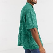 economico camicie casual da uomo-Per uomo Camicia Camicia estiva Maglietta informale Camicia da spiaggia Camicia con bottoni Camicia cubana Verde Manica corta A foglia Collare da campo Da mare Per eventi Strappato Abbigliamento Di