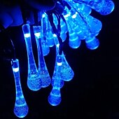 economico Luci di Halloween-6.5m 30leds luci della stringa solare goccia d&#039;acqua luci esterne impermeabili stringa di fata 8 modalità di illuminazione vacanza matrimonio giardino prato natale halloween decorazione del patio