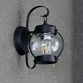 economico applique da esterno-lanterna da parete impermeabile lampada da carrozza esterna applique da parete nera rustica, apparecchio di illuminazione per portico ip54 supporto a parete, paralume in vetro seminato lampada da