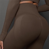 economico Leggings e collant da yoga-Per donna Pantaloni da yoga Leggings da yoga Vita Alta Yoga Allenamento in Palestra Pilates Collant Grigio scuro Nero Borgogna Spandex Gli sport Abbigliamento sportivo Elasticizzato Taglia piccola