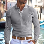 preiswerte Herren Klassisches Polo-Herren Poloshirt Golfhemd Arbeit Casual Kargen Gerippter Polokragen Kurzarm Basic Modern Farbblock Patchwork Taste Frühling Sommer Regular Fit Hellgelb Hellblau Meerblau Violett Rubinrot Aprikose