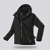 baratos Fleece &amp; Casacos 3 em 1-Homens Jaqueta de Trilha Jaqueta de Chuva Jaqueta Hardshell Inverno Ao ar livre Bloco de cor Térmico / Quente A Prova de Vento Impermeável Jaquetas 3-em-1 Jaqueta corta-vento Viajar Preto Branco