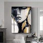 preiswerte Abstrakte Gemälde-handgemaltes abstraktes Pattle Knife Frauengesicht Ölgemälde Wandkunst weibliche Figur Wandkunst Gold- und Weißgemälde handgemachte Wandkunst Frauenkunst Ölgemälde für Wandkunst moderne Wohnkunst