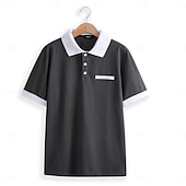 preiswerte Klassisches Poloshirt für Herren-Herren Polo mit Knopfleiste Baumwoll-Poloshirt Lässig Ferien Revers Gerippter Polokragen Kurzarm Mode Basic Einfach Klassisch Sommer Normale Passform Marineblau Schwarz Weiß Burgunderrot Himmelblau