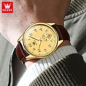 Недорогие Кварцевые часы-OLEVS Мужчины Кварцевые Минималистский Мода Наручные часы Светящийся Календарь ЗАЩИТА ОТ ВЛАГИ Украшение Кожа Часы