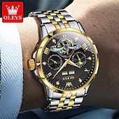 baratos Relógio Automático-nova marca olevs moda masculina europeia tendência relógio de negócios calendário luminoso indicação de 24 horas semana relógio mecânico multifuncional pulseira de aço à prova d&#039;água esportes relógio