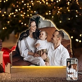 abordables Regalos personalizados-Marco de fotos iluminado personalizado, luz de noche acrílica con foto personalizada para el día de San Valentín, regalo familiar para madre, padre, hijos, regalos de aniversario de cumpleaños