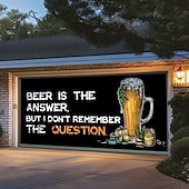 cheap Garage &amp; Door Banners-Outdoor Garage Door Cover Banner Beer Vintage Slogan Farmhouse Large Backdrop Decoration for Holiday Outdoor Garage Door Home Wall Decorations