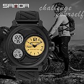 abordables Relojes digitales-Reloj Digital SANDA para Hombre Reloj Deportivo de Moda Cronómetro Luminiscente Reloj Alarma Reloj de Resina con Calendario