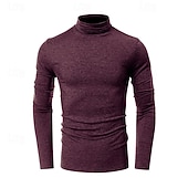 お買い得  ベーシックTシャツ-男性用 Tシャツ タートルネックシャツ 長袖シャツ 長袖 ロールカラー 春 &amp; 秋 平織り ファッション デザイナー カジュアル ストリート スポーツ 祝日 グリーン メンズトップTシャツ