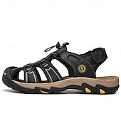 voordelige Buitensandalen-Bruin leren outdoorsandalen voor heren met verstelbare bandjes – duurzame en comfortabele wandelsandalen