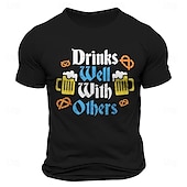abordables T-shirt graphique pour hommes-Homme Lettre Drôle Bière T-shirt Coton Manche Courte Graphique Chemise Noir T-shirt confortable Rue Sport en Plein Air Vêtements de créateurs de mode
