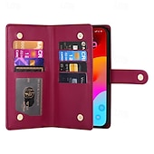 お買い得  iPhone用ケース-電話 ケース 用途 iPhone 16 iPhone 15 プロマックスプラス iPhone 14 13 12 11 Pro Max Plus Mini SE バックカバー スタンド付き 磁石バックル ジッパ－ レトロ風 TPU PUレザー