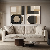voordelige Schilderijen van landschappen-grote handgemaakte wandkunst schilderij wabi-sabi wandkunst bruin modern abstract schilderij op canvas minimalistische kunst zwart en beige kunst woonkamer decor