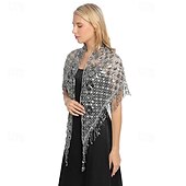 abordables Cape Châle-Châle triangle à paillettes pour femmes, enveloppe à franges, cape de soirée, châle de mariée, écharpe pour robes de soirée, fête