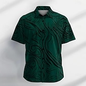 cheap Men's Dress Shirts-Men's Shirt Dress Shirt Graphic Party Daily Black Purple Green Short Sleeve Turndown Summer Clothing Apparel Buttons