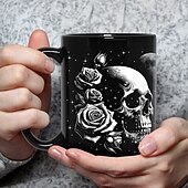 economico Tazze e tazzine-tazza con teschio regali goth da 13 once per donne regali con teschio per donne - regali da strega regali con teschio per uomo tazza da caffè con teschio grande e unica - decorazione goth tazza goth - tazza con teschio regali gotici per uomini regali per
