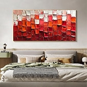 cheap Landscape Paintings-Hand Painted Abstract Red Oil Painting on Canvas Large Wall Art Original Textured Palette Knife Modern Trendy Minimalist Living Room Home Decor Unframed