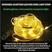 abordables Lumières de cordes solaires-Guirlande lumineuse led 2 en 1 pour camping, extérieur, lampe d&#039;ambiance recyclable, luminaire décoratif d&#039;intérieur, idéal pour un jardin, une tente ou une chambre