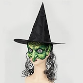 levne Masky-Sady příslušenství k kostýmu čarodějnice klobouk a maska pro dospělé ženy děsivý kostým na Halloween snadný karnevalový kostým na Walpurgis Night