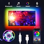 economico Strisce luminose USB-1 m 2m 3M Set luci 30-300 LED 5050 SMD 10mm 1 telecomando da 24Keys 1 set RGBIC (Colore sogno indirizzabile) Strisce LED Controllo APP Impermeabile Collagabile Alimentazione USB