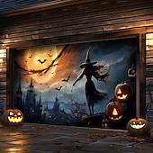 halpa Halloween koristelu-halloween oven koristeet ulkona halloween autotallin oven kansi kurpitsa noita banneri pelottava linna suuri taustakoristeet lomalle ulkoautotallin ovi kodin seinäkoristeet