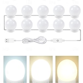 economico Lampadine LED a sfera-luci di cortesia a led per specchio luci di cortesia attaccate con 10 lampadine dimmerabili 3000k 4000k 6500k 3 modalità colore luminosità dimmerabile cavo usb attaccare per la toeletta corpo bagno