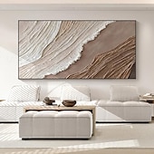 billiga Landskapsmålningar-beige brun 3d målning handgjord brun wabi sabi konstverk oljemålning handmålad texturerad oljemålning beige oljemålning brun abstrakt canvas konst modern horisontell dekor konst