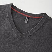 cheap Men&#039;s Pullover Sweater-Men&#039;s Pullover Sweater Jumper Knit Sweater Ribbed Knit Regular Knitted Plain V Neck Fashion Basic Daily Wear Date Clothing Apparel Fall &amp; Winter Black White S M L