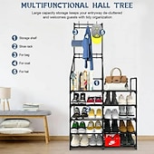 cheap Storage Racks-5-Tier Shoe Rack Organizer, Freestanding Coat and Shoe Rack, 25 Pairs Shoe Shelf for Entryway