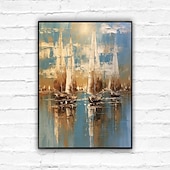 preiswerte Stillleben-Gemälde-Boot Sonnenuntergang abstrakte Gemälde handgefertigte Leinwand Kunst Boot Gemälde 100 % handgemachte strukturierte Meer Malerei Acryl abstrakte Ölgemälde Wand Dekor Gemälde für Wohnzimmer Büro