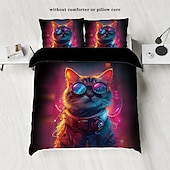 cheap Duvet Cover Sets-Cyberpunk Style Sci-Fi Animal Duvet Cover Set Includes Duvet Cover and Pillowcases Futuristic and Vibrant Design Soft and Durable Fabric Perfect for Adding an Edgy Touch to Your Bedroom Decor