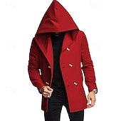 abordables Gabardina para hombre-Hombre Peacoat Gabardina Vacaciones Diario Otoño invierno Elastán Suave Ropa de calle Ropa Moda Clásico Plano Bolsillo Con Capucha Botonadura Doble