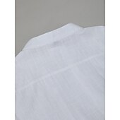voordelige Vakantie-Voor heren Overhemd Linnen overhemd Zomer overhemd Strand Kleding Overhemd met bandkraag Overhemd met knopen Effen Vakantie Curise Zwart Wit blauw Oranje Korte mouw Band Kraag Zomer Kleding