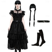 levne Klasický horor-Středa Addams Addamsova rodina středa Šaty Maškarní cosplay Filmové kostýmy for Dámské Dívčí Dospělé Karneval Plesová maškaráda