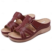 billiga Avslappnade sandaler-svarta slip-on-sandaler för kvinnor med utskuren design och bekväm sula för sommar- och fritidskläder