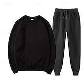 billige grunnleggende sweatsuits-Herre Joggedress sweatsuit Joggedresser Svart Blå Oransje lysegrå Crew-hals عادي 2 deler Sport &amp; Utendørs Daglig Ferie Gatemote Grunnleggende Fritid Vår &amp; Vinter Klær Gensere Gensere