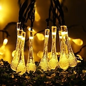 economico Luci di Halloween-6.5m 30leds luci della stringa solare goccia d&#039;acqua luci esterne impermeabili stringa di fata 8 modalità di illuminazione vacanza matrimonio giardino prato natale halloween decorazione del patio