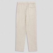 baratos Calças Elite Masculinas-100% Linho Homens Calças de linho Calças Com Cordão Cintura elástica Perna reta Tecido Conforto Respirável Casual Diário Feriado Moda Estilo Clássico Bege