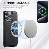 お買い得  iPhone用ケース-電話 ケース 用途 iPhone 16 iPhone 15 プロマックスプラス iPhone 14 13 12 Pro Max Plus バックカバー スタンド付き 磁石バックル ワイヤレス充電をサポート レトロ風 TPU PUレザー