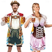 levne zástěry-páry 2ks oktoberfest pivní zástěra dirndl trachtenkleider potisky legrační kostým oktoberfest pár bavorský kostým tradiční styl wiesn karneval látková zástěra halloween karneval