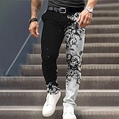 economico Sottile-Per uomo Modello pantaloni della tuta Vita normale Affari casual Formale Da giorno Cerniera Tasche Estate Primavera Autunno Stampa 3D Nero