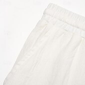 levne Klasický-Pánské Plátěné kalhoty Nákladní běžci Kalhoty Letní kalhoty Plážové kalhoty Šňůrky Elastický pas Multi kapsa Bez vzoru Pohodlné Prodyšné Ležérní Denní Dovolená Módní Klasický styl Černá Bílá