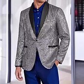 voordelige Heren Klassieke Blazers-Man Blazer Verjaardagsfeest Feesten &amp; Uitgaan Zoet Herfst winter Pailletten Lovertje Glanzend Bruiloft Enkele rij knopen Blazer Zilver Paars Goud