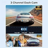 cheap Car DVR-4K Ultra HD 3-Channel Car Recorder 2K1080P1080P inside front and rear 3.19-inch IPS screen Super Night Vision Built-in 5G WiFi and GPS Rear Camera Mirror Flip Function 24-Hour Parking Mode