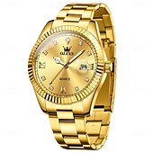cheap Quartz Watches-OLEVS Men Quartz Watch Fashion Business Wristwatch Luminous Calendar Waterproof Decoration Steel Watch