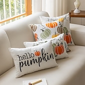 billiga Halloween Sovrum-Halloween Broderade Pumpor Dekorativa Toss Kuddar Överdrag 1PC Mjukt Fyrkantigt Kuddskydd Höstkudde för Sovrum Vardagsrum Soffa Stol